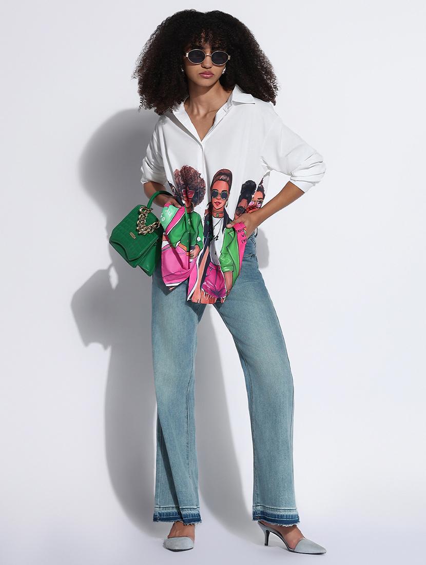 women printed collared oversized shirt - 21843480 - Standard Image - 5