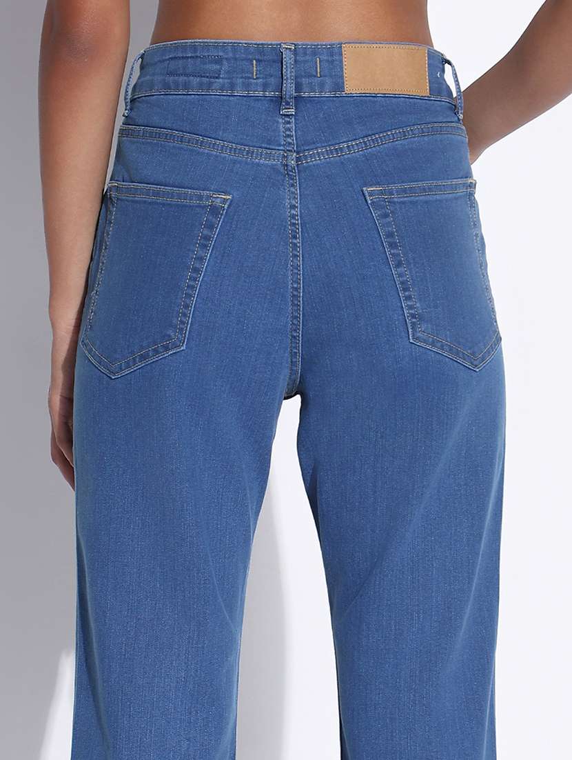 women solid high rise straight fit jean - 21843521 -  Standard Image - 3