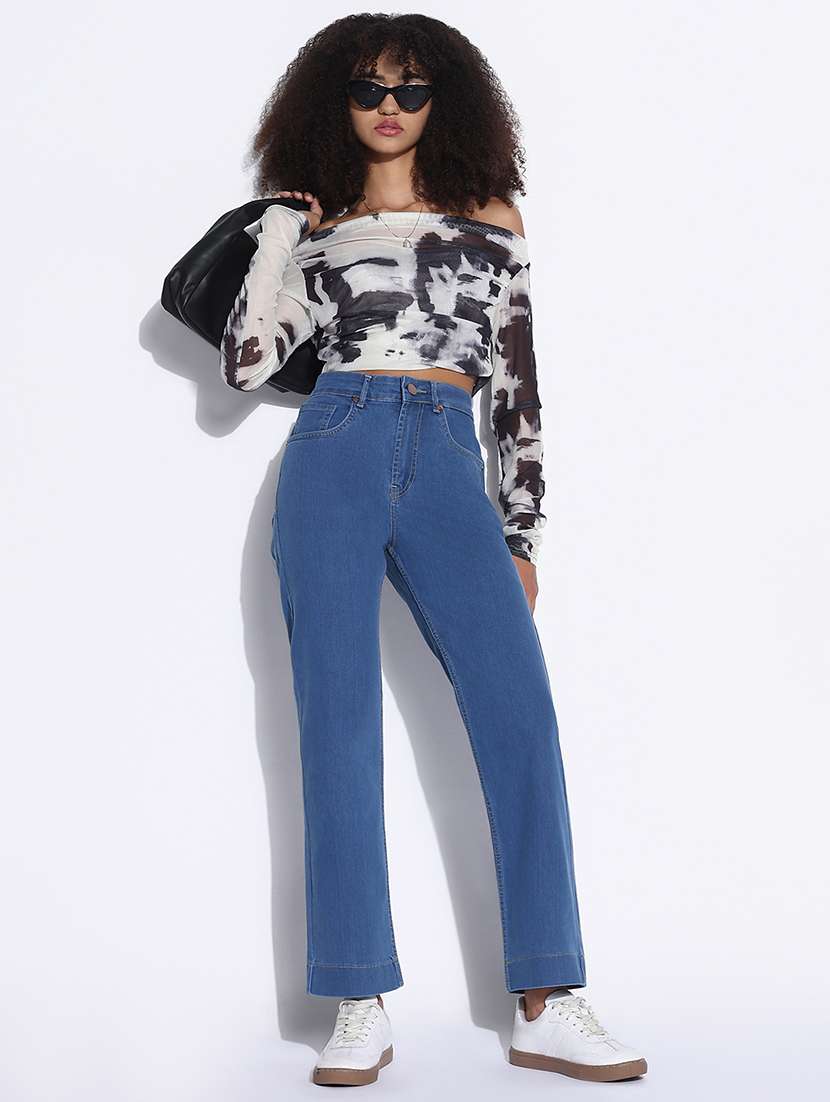 women solid high rise straight fit jean - 21843521 -  Standard Image - 5