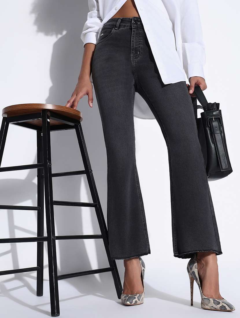women solid mid rise bootcut jeans - 21843526 - Zoom Image - 0