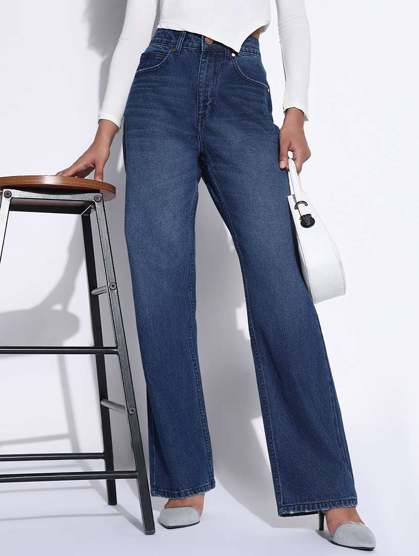 women high rise straight fit jean