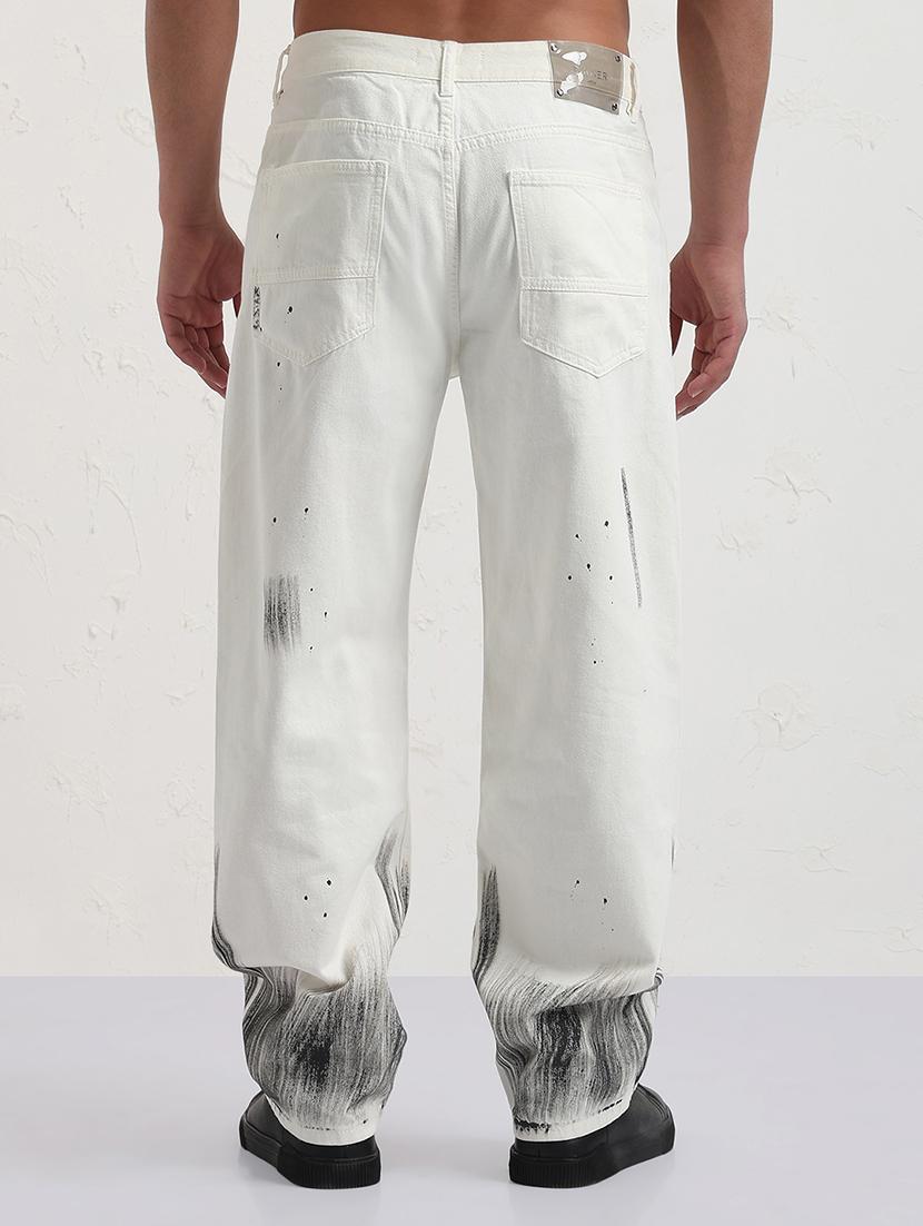 men white printed mid rise denim jean - 21843562 - Standard Image - 3