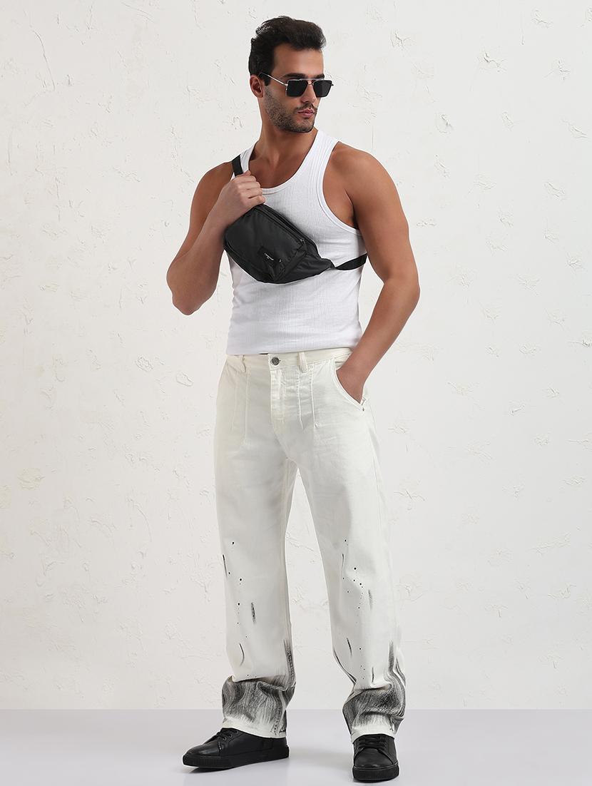 men white printed mid rise denim jean - 21843562 - Standard Image - 5