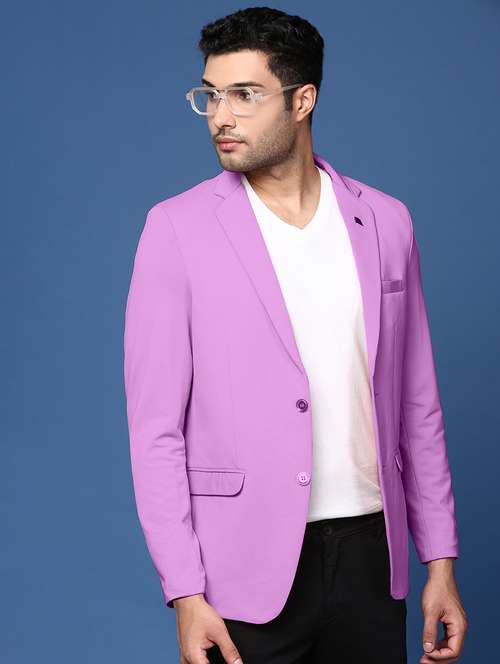 men purple long sleeve single breasted casual blazer - 21843563 -  Standard Image - 0