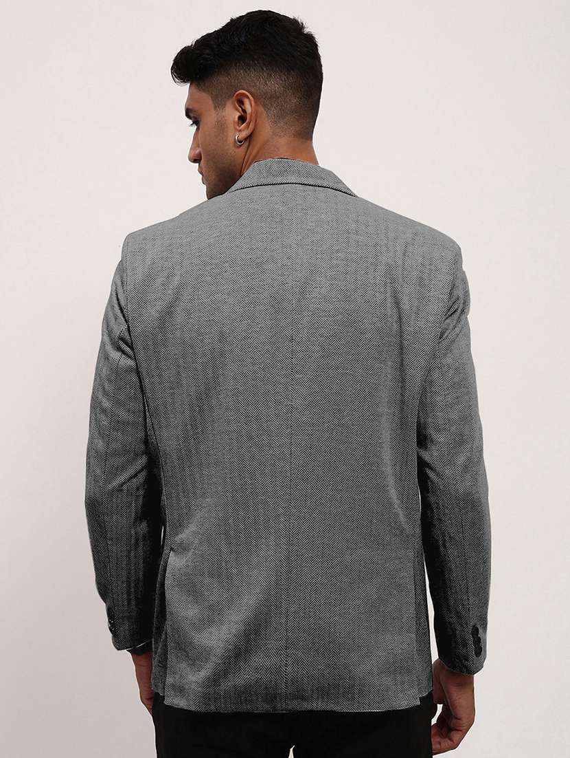 men grey long sleeve single breasted casual blazer - 21843564 -  Standard Image - 3