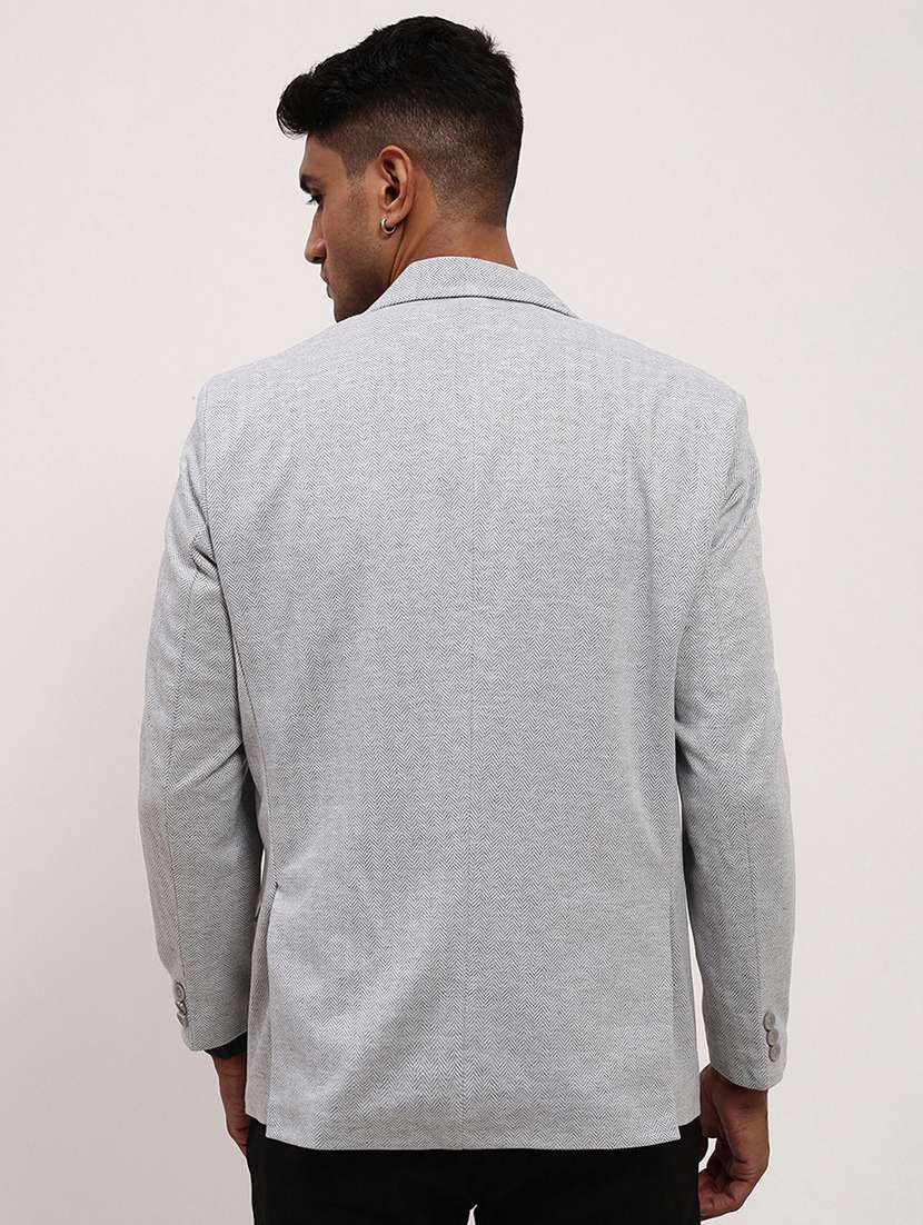 men grey long sleeve single breasted casual blazer - 21843565 -  Standard Image - 3