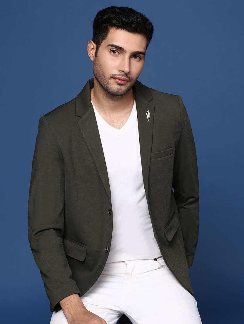 men green long sleeve single breasted casual blazer