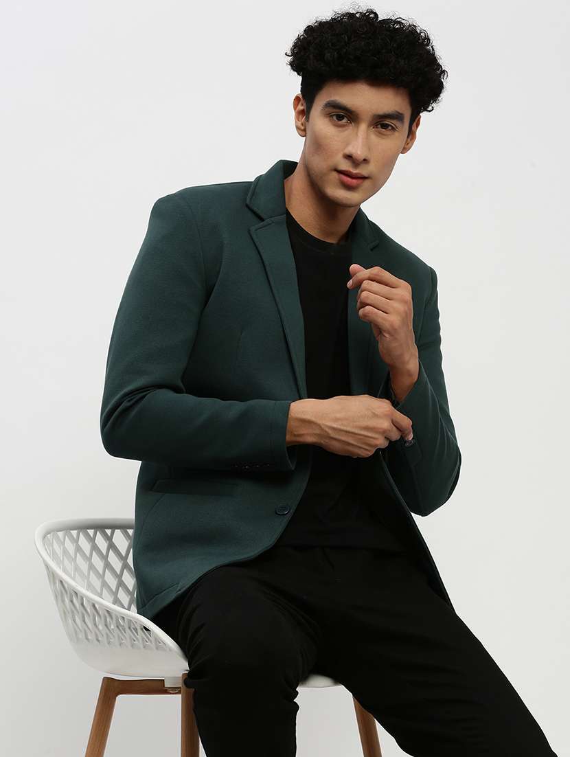 men green long sleeve single breasted casual blazer