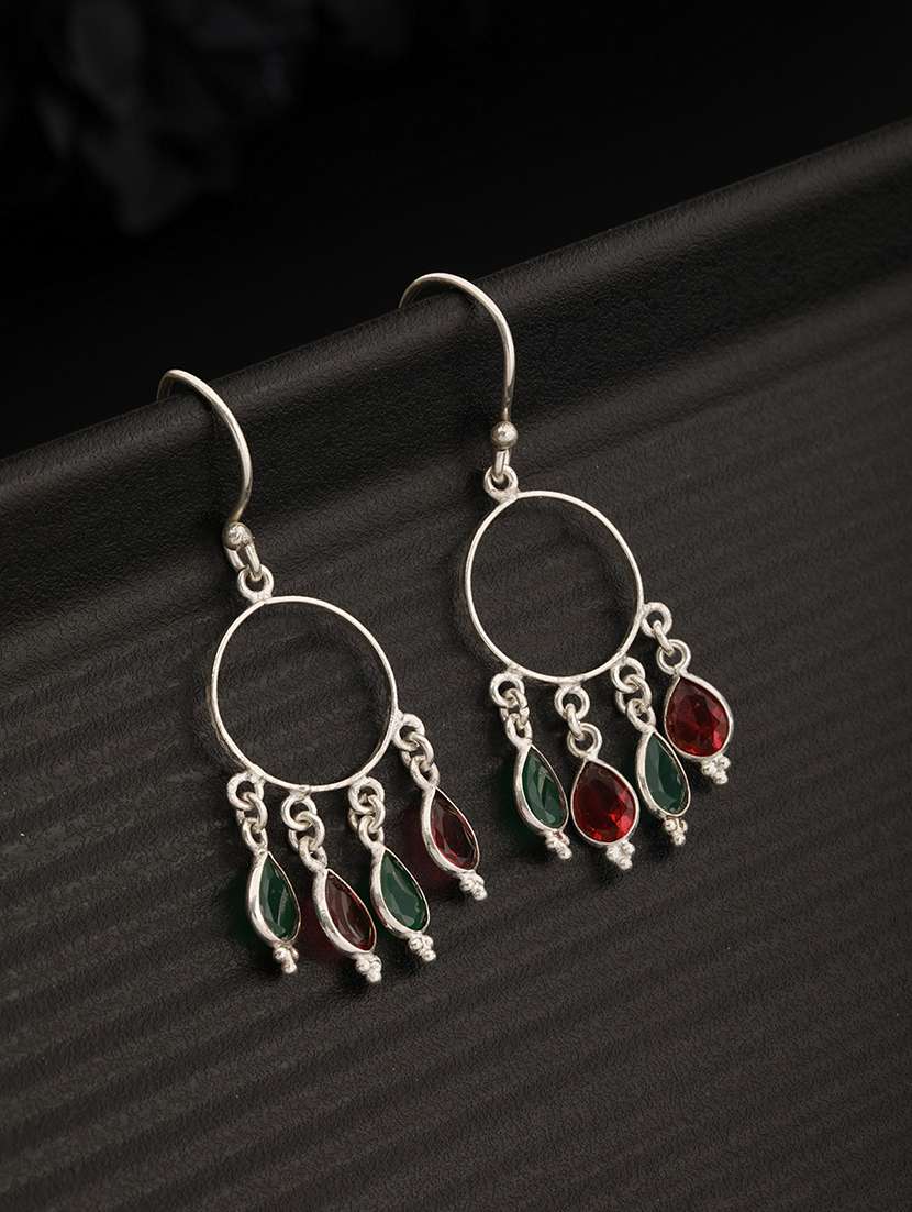 sliver-plated contemporary drop earrings