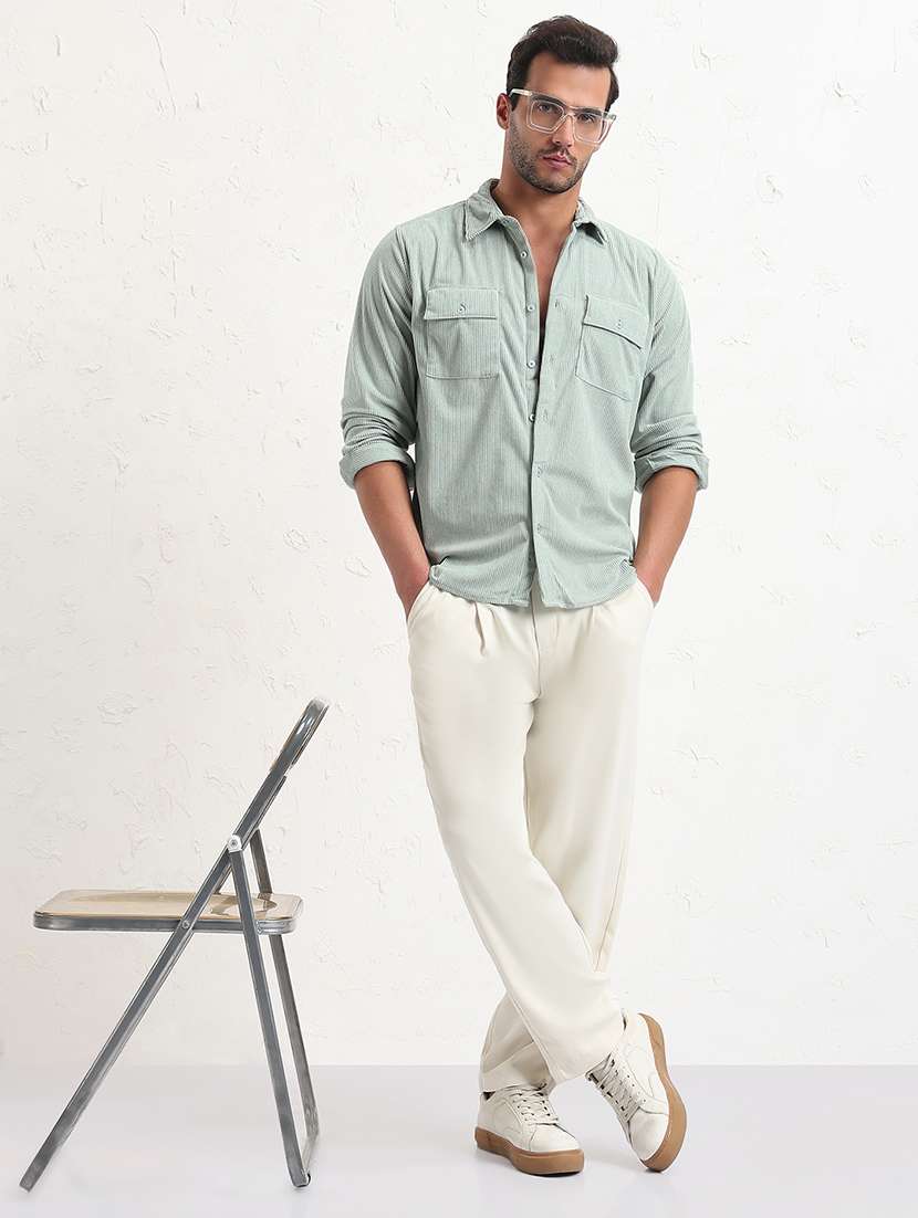 men neo mint solid long sleeve regular fit casual shirt - 21843807 -  Standard Image - 5