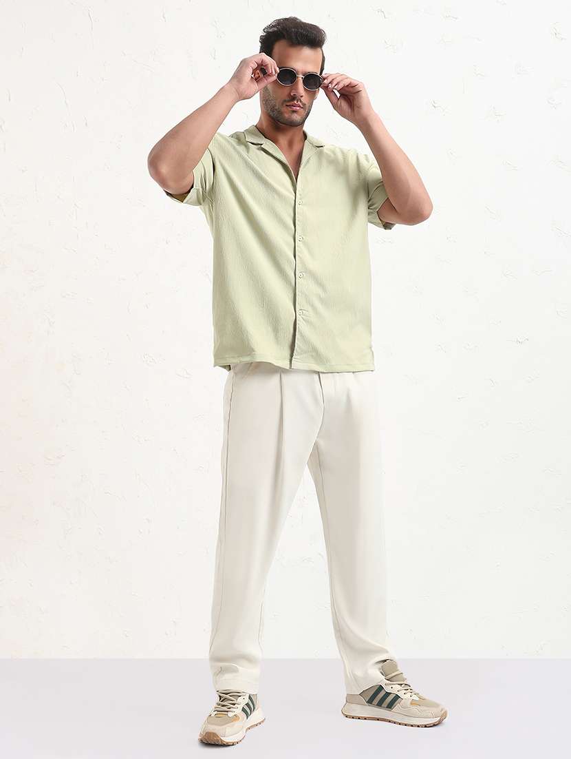 men neo mint solid short sleeve regular fit casual shirt - 21843812 -  Standard Image - 5