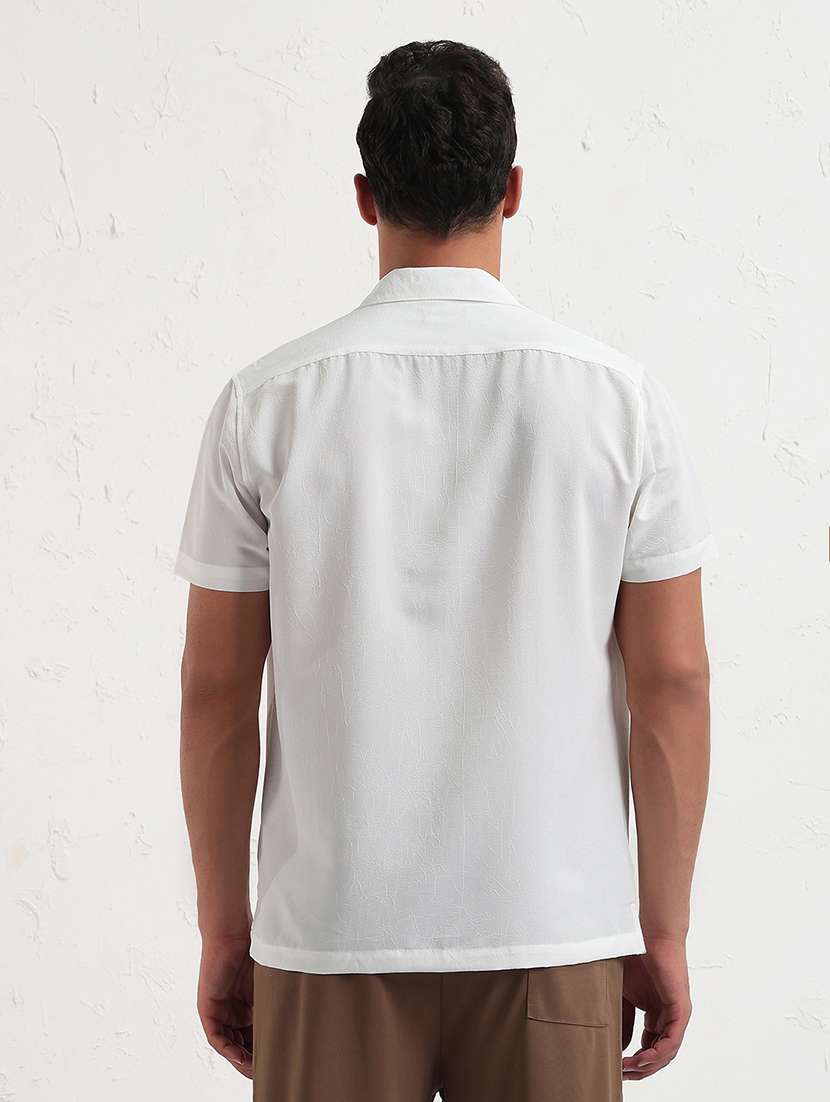 men white solid short sleeve regular fit casual shirt - 21843813 -  Standard Image - 3