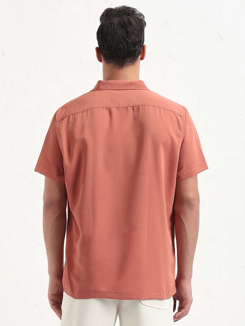 men rust solid short sleeve regular fit casual shirt - 21843815 -  Standard Image - 3