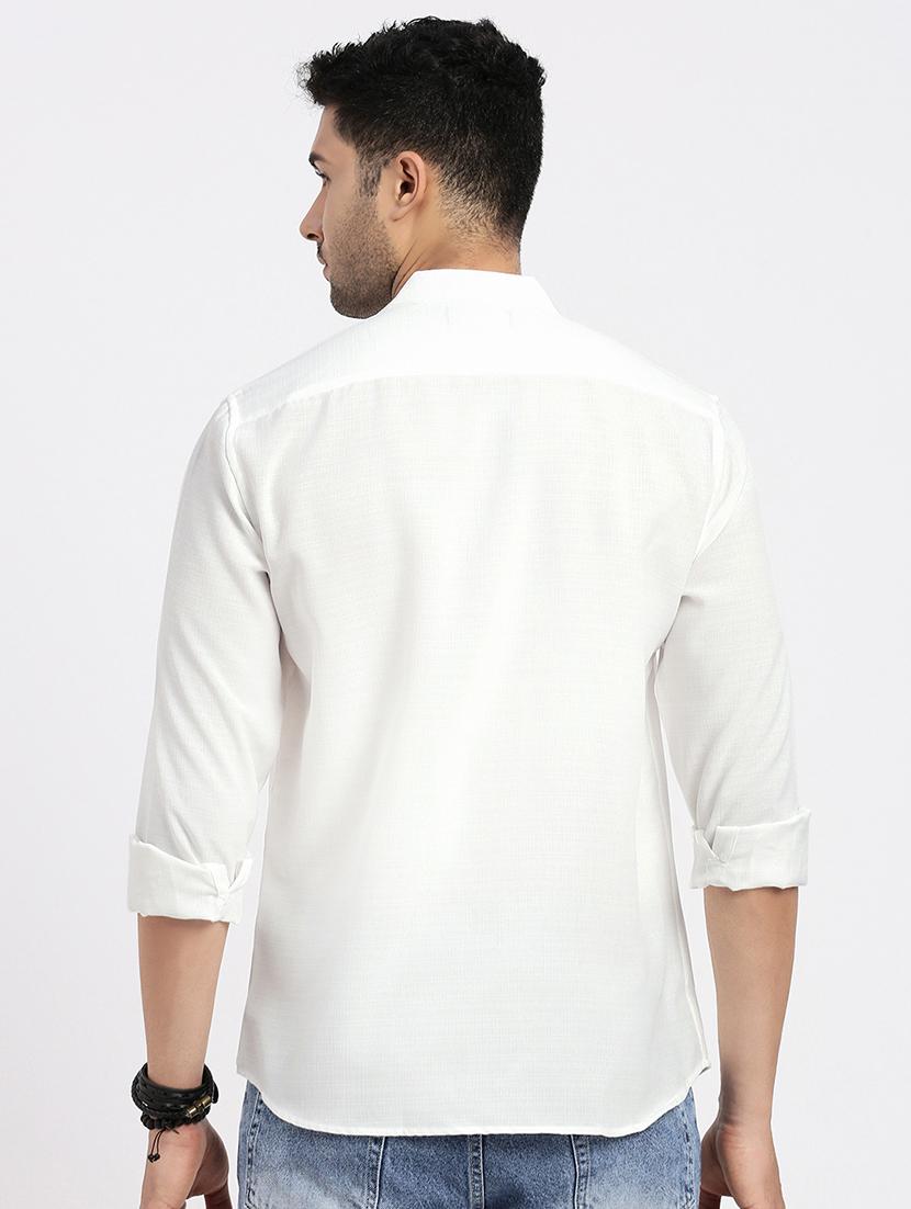 men white solid long sleeve regular fit casual shirt - 21843828 - Standard Image - 3