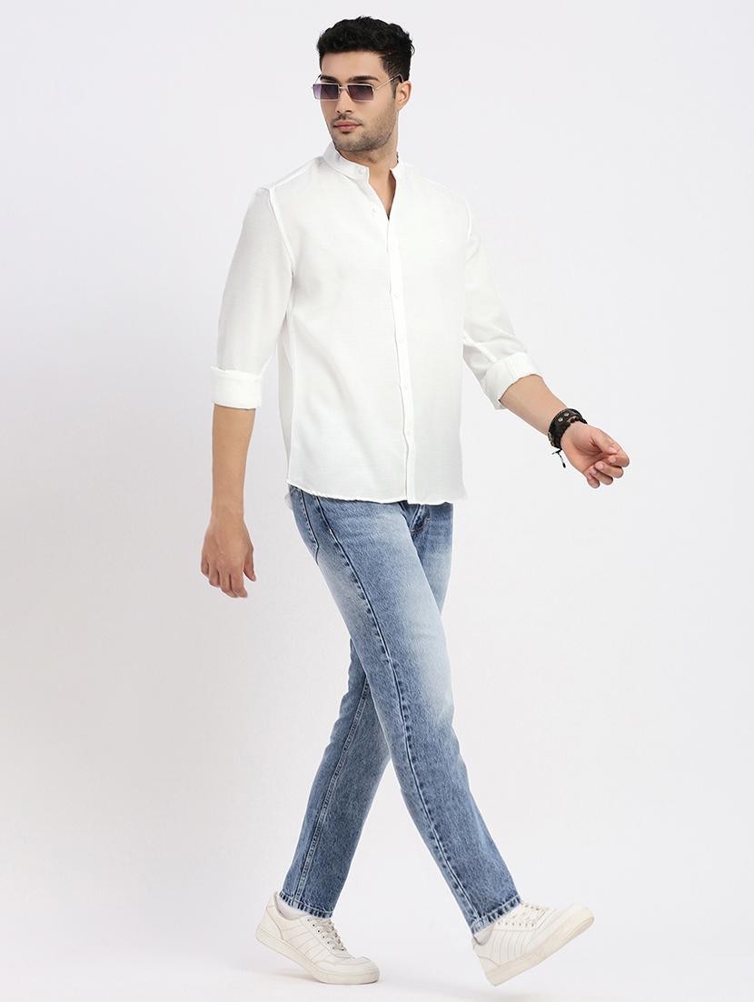 men white solid long sleeve regular fit casual shirt - 21843828 - Standard Image - 5