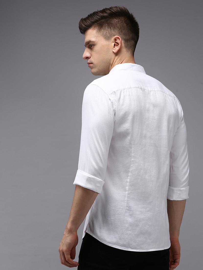 men white solid long sleeve slim fit casual shirt - 21843834 - Standard Image - 3