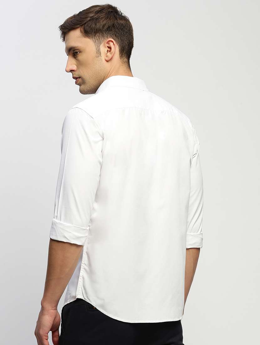 men white solid long sleeve slim fit casual shirt  - 21843841 -  Standard Image - 3