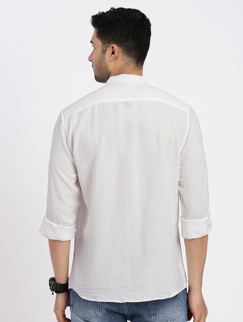 men white solid long sleeve regular fit casual shirt - 21843848 - Standard Image - 3