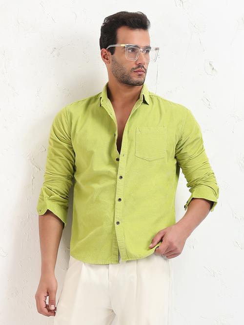 men green solid long sleeve slim fit casual shirt  - 21843849 -  Standard Image - 0