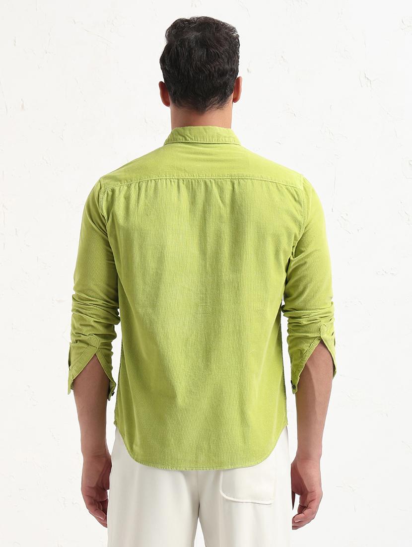 men green solid long sleeve slim fit casual shirt - 21843849 - Standard Image - 3