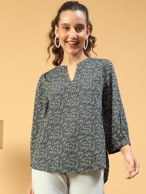 women floral printed notch neck regular top - 21843853 - Standard Image - 0