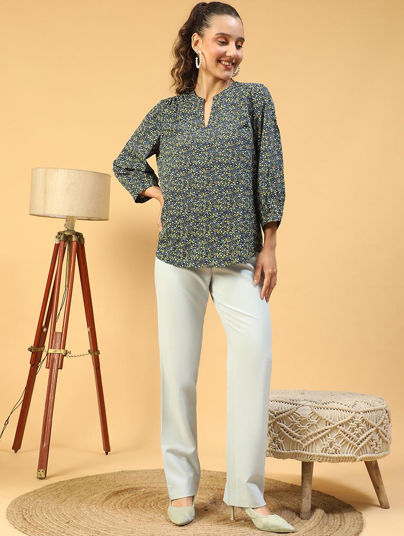 women floral printed notch neck regular top - 21843853 - Standard Image - 5