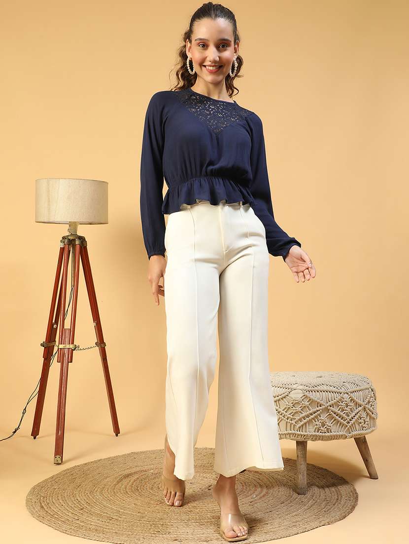 women lace detailed long sleeves peplum top - 21843857 - Standard Image - 5