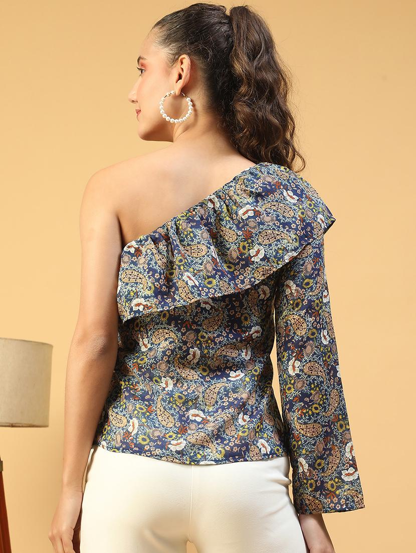 women printed single shoulder regular top - 21843858 - Standard Image - 3
