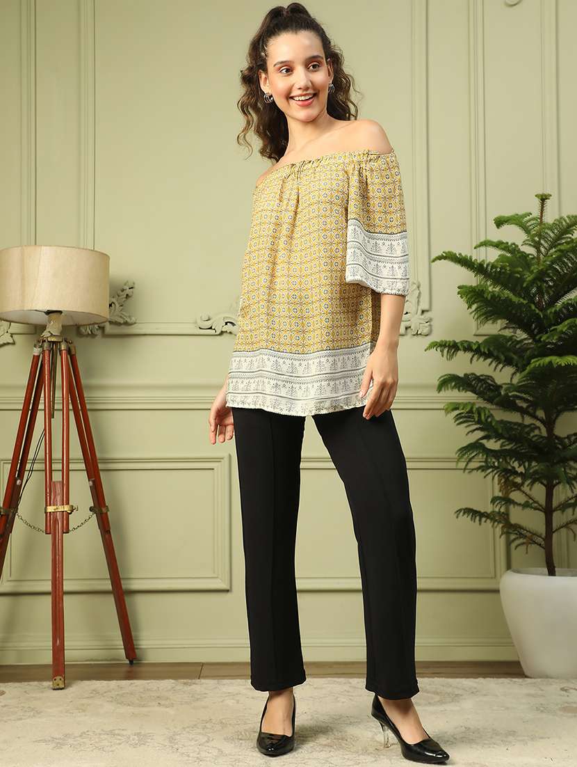 women printed off shoulder bell sleeves tunic - 21843863 -  Standard Image - 5