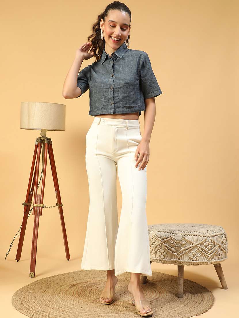 women collared short sleeves crop shirt - 21843875 -  Standard Image - 5