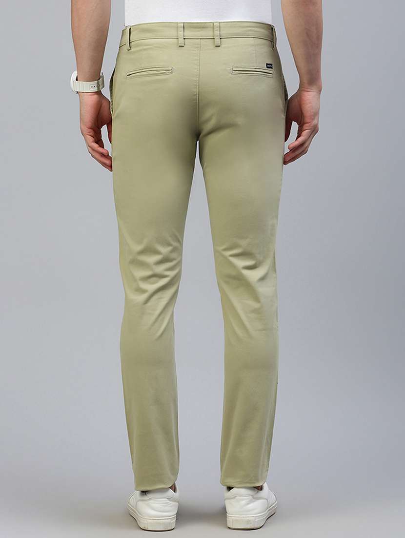 men olive solid mid rise chinos casual trouser - 21843928 -  Standard Image - 3