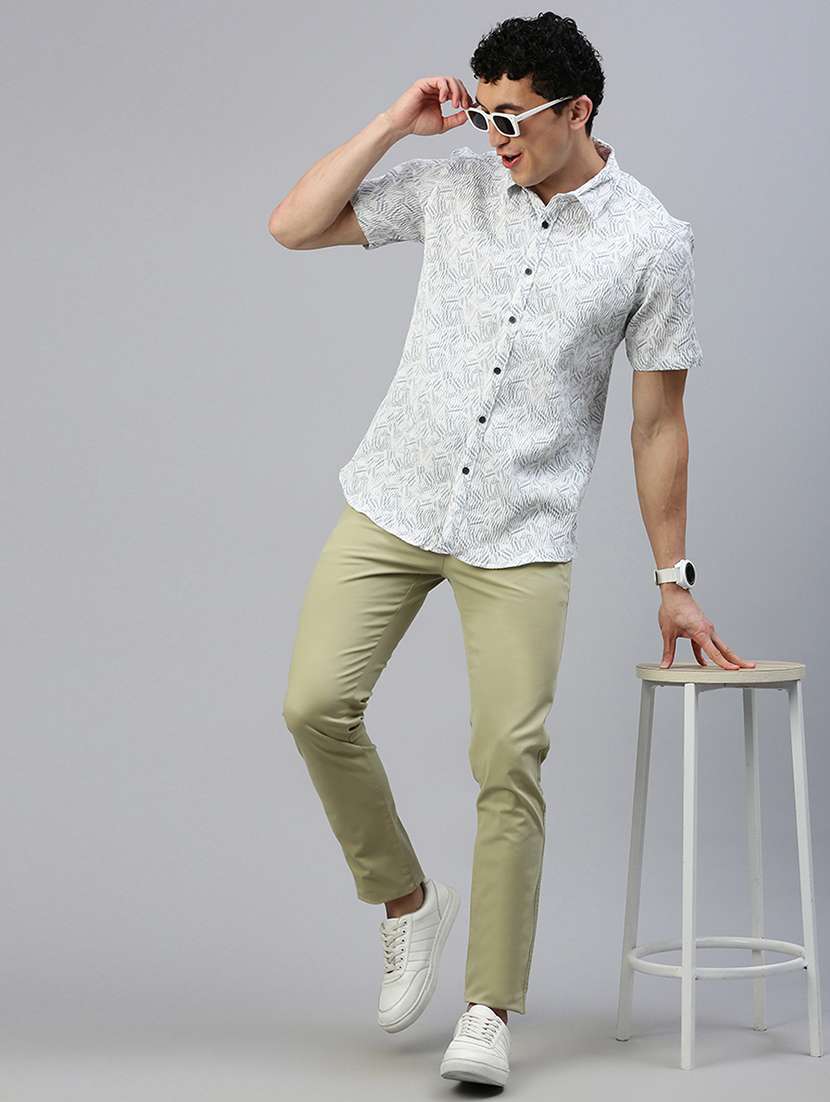 men olive solid mid rise chinos casual trouser - 21843928 -  Standard Image - 5