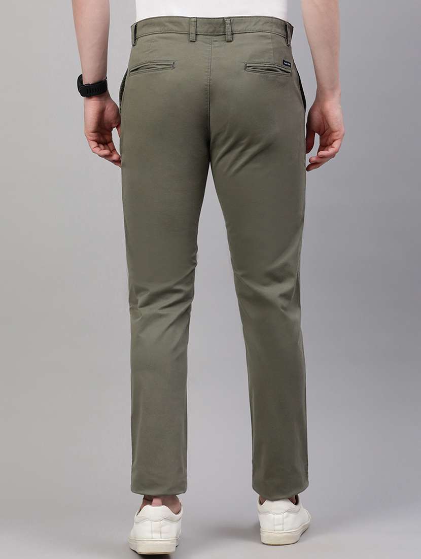 men green solid mid rise chinos casual trouser - 21843930 -  Standard Image - 3