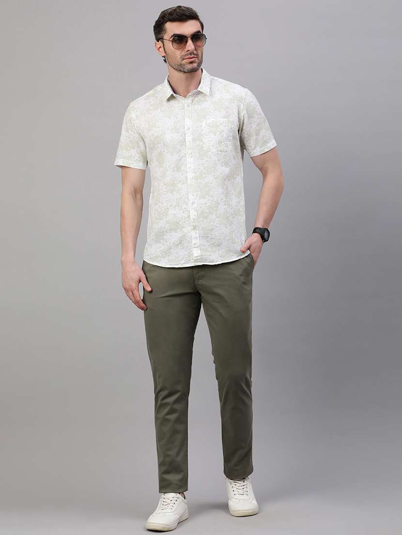 men green solid mid rise chinos casual trouser - 21843930 -  Standard Image - 5