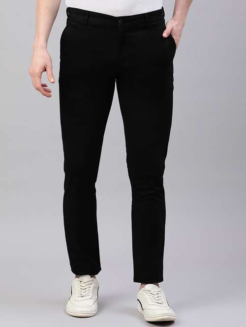 men black solid mid rise chinos casual trouser - 21843931 - Standard Image - 0