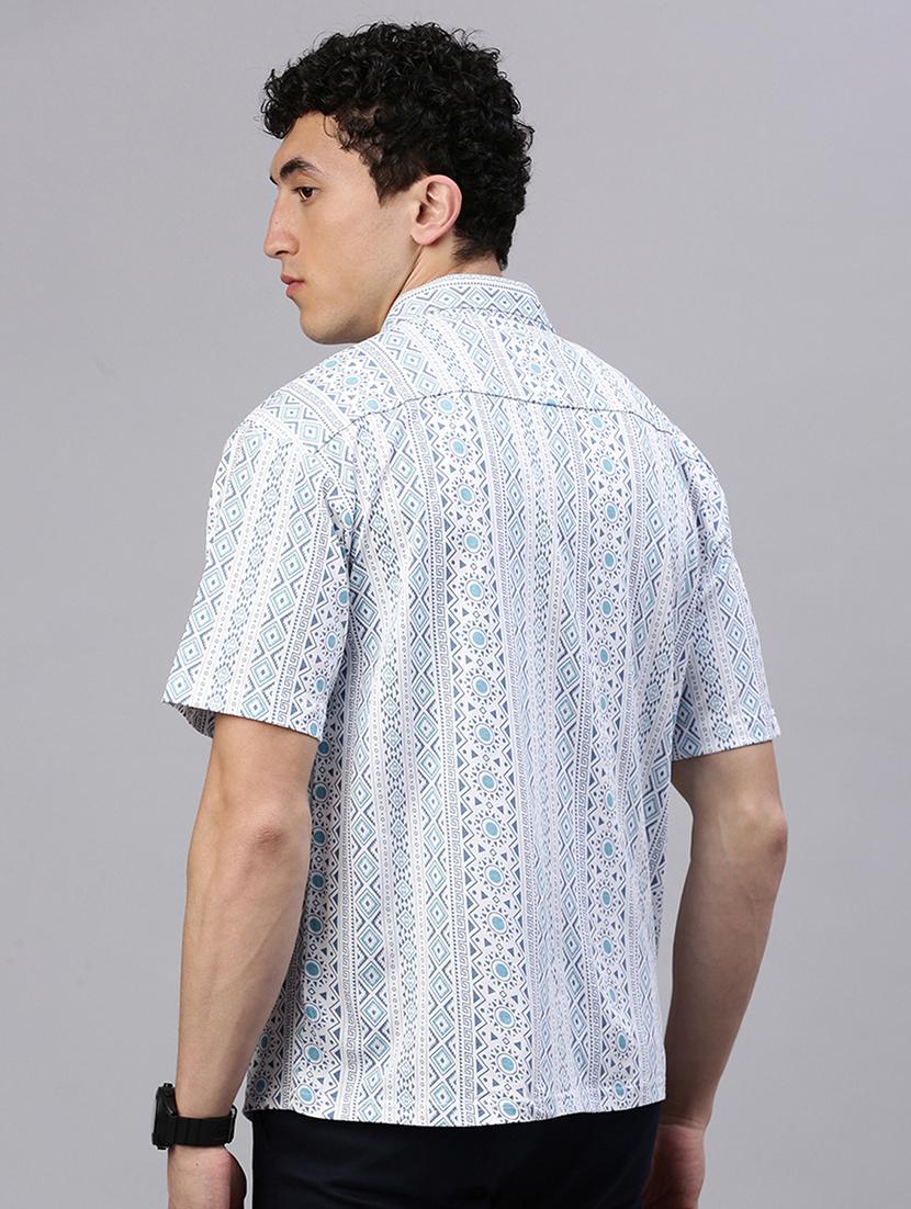 men printed short sleeve slim fit casual shirt - 21843932 - Standard Image - 3