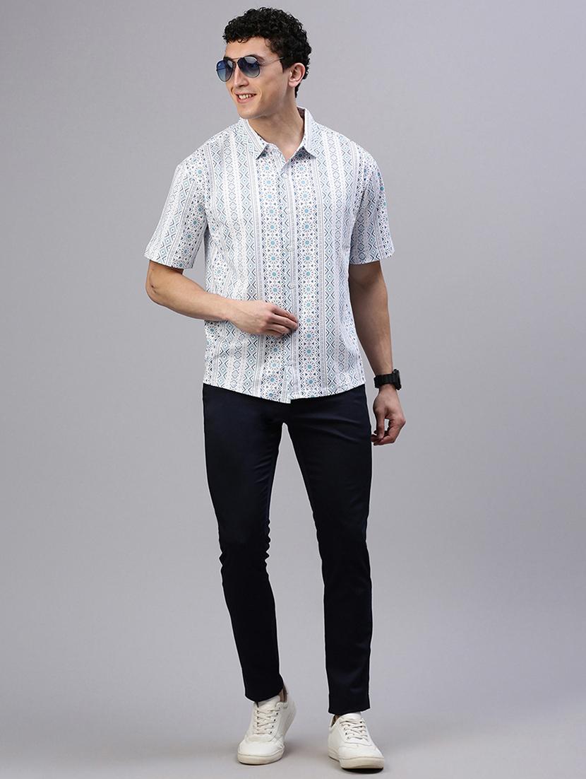 men printed short sleeve slim fit casual shirt - 21843932 - Standard Image - 5