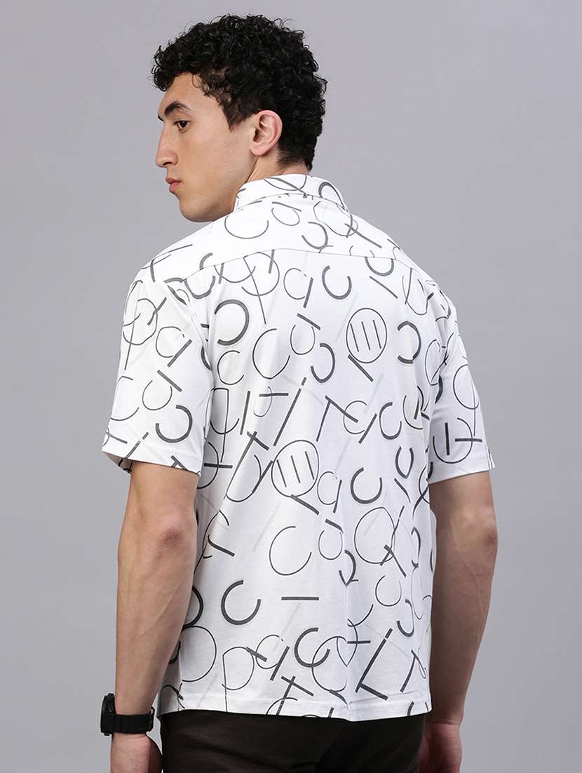 men printed short sleeve slim fit casual shirt - 21843934 -  Standard Image - 3