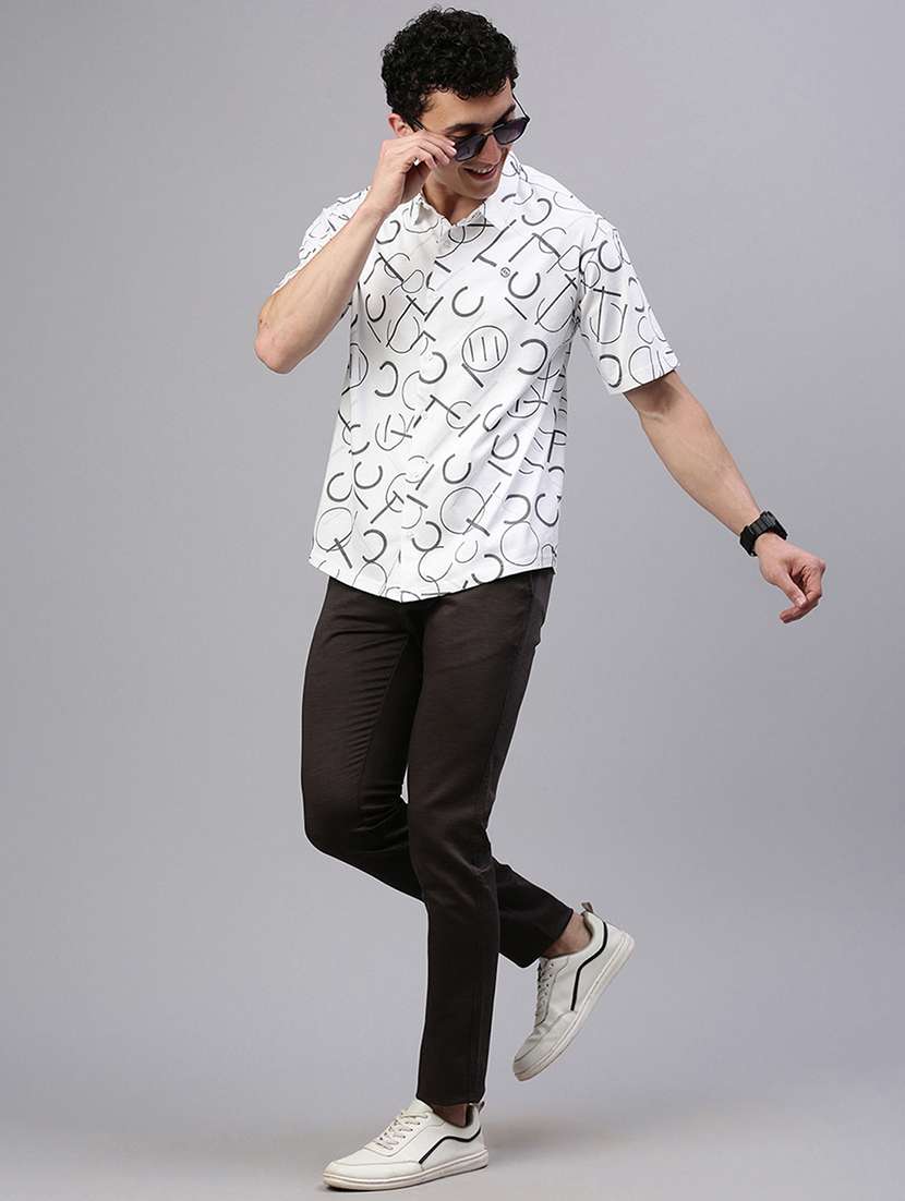 men printed short sleeve slim fit casual shirt - 21843934 -  Standard Image - 5