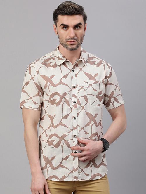 men printed short sleeve slim fit casual shirt - 21843935 -  Standard Image - 0