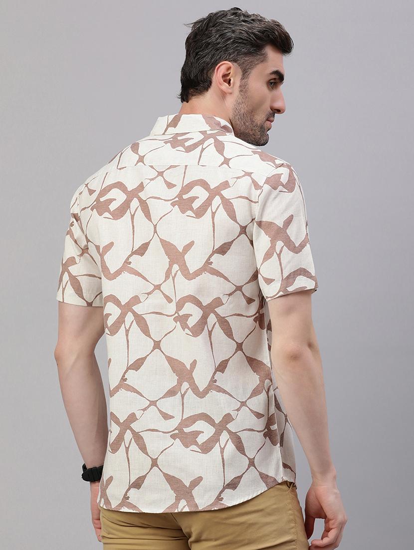 men printed short sleeve slim fit casual shirt - 21843935 - Standard Image - 3
