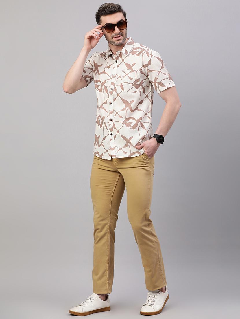 men printed short sleeve slim fit casual shirt - 21843935 - Standard Image - 5