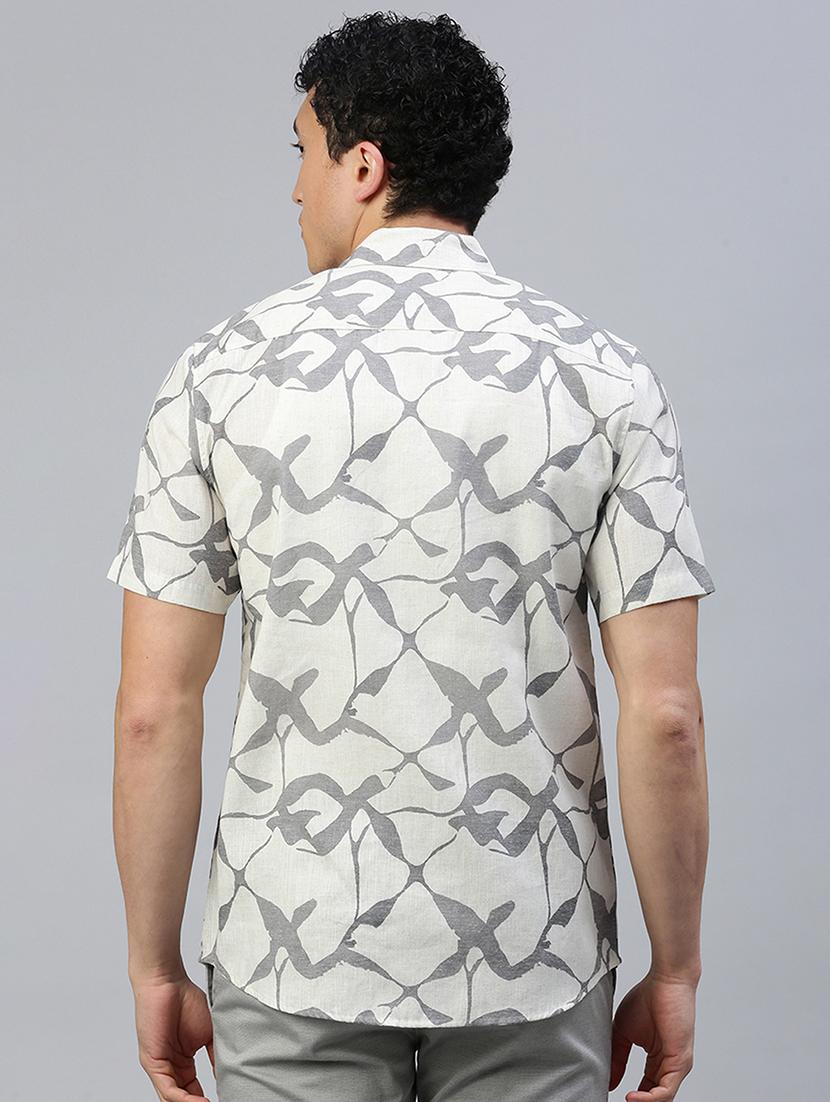 men printed short sleeve slim fit casual shirt - 21843936 - Standard Image - 3