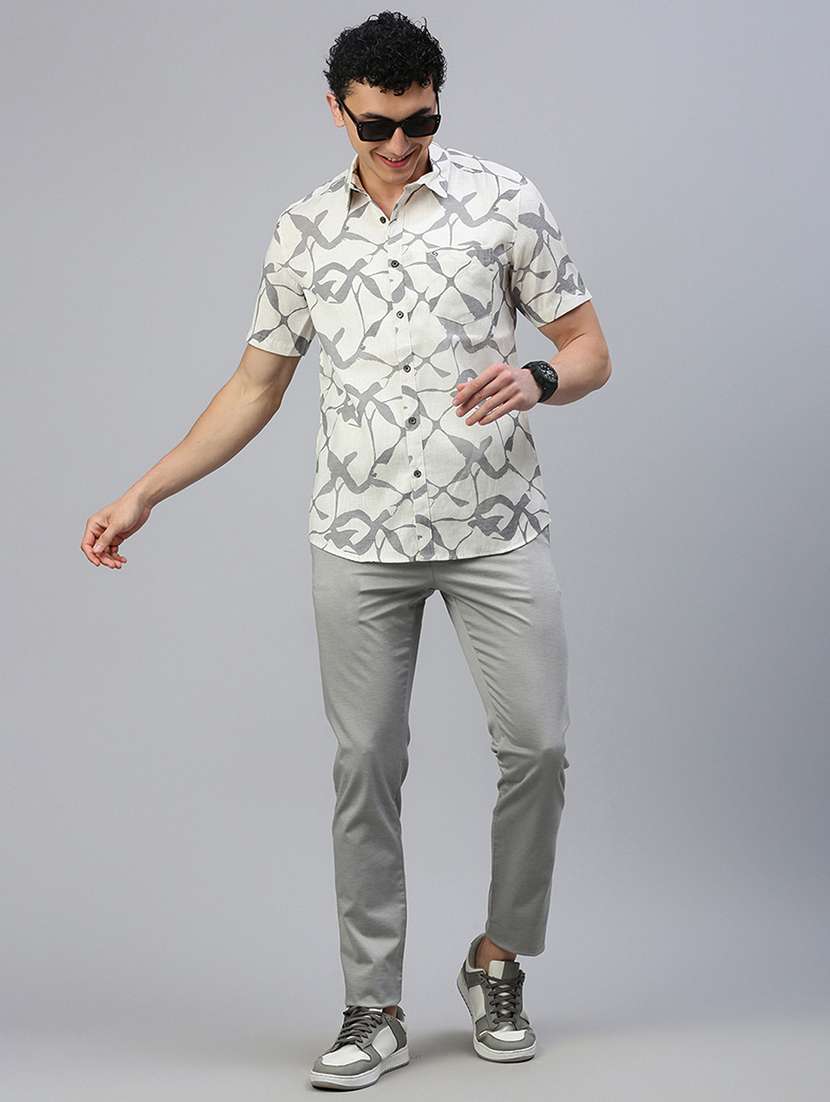 men printed short sleeve slim fit casual shirt - 21843936 - Standard Image - 5