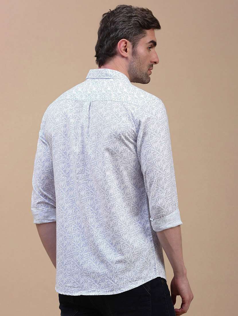 men printed long sleeve slim fit casual shirt - 21843937 -  Standard Image - 3