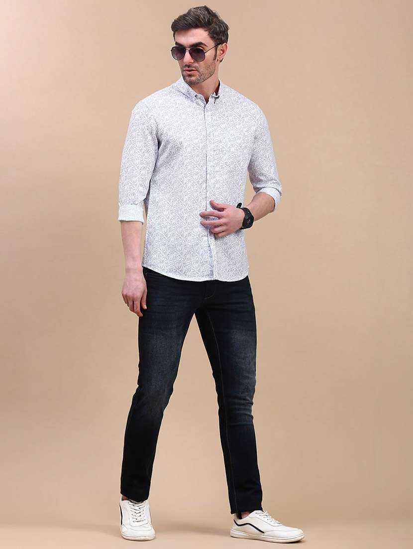 men printed long sleeve slim fit casual shirt - 21843937 -  Standard Image - 5