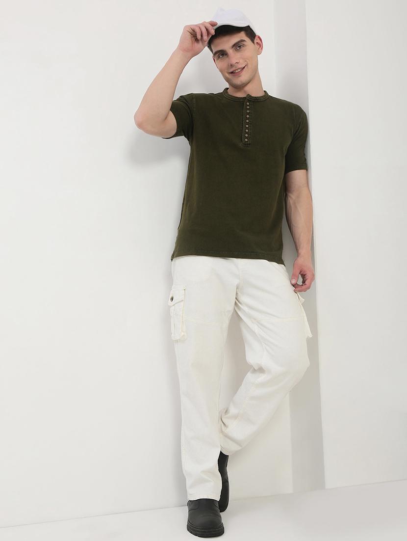 men green short sleeve solid slim fit t-shirt - 21843961 - Standard Image - 5
