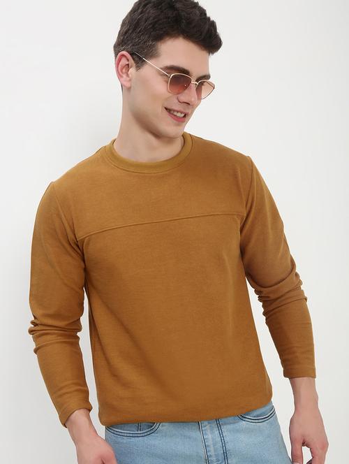 men mustard long sleeve solid slim fit t-shirt - 21843964 - Standard Image - 0