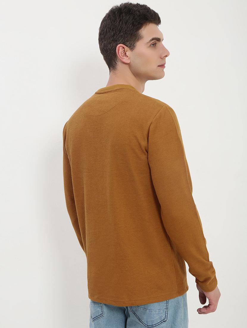 men mustard long sleeve solid slim fit t-shirt - 21843964 - Standard Image - 3