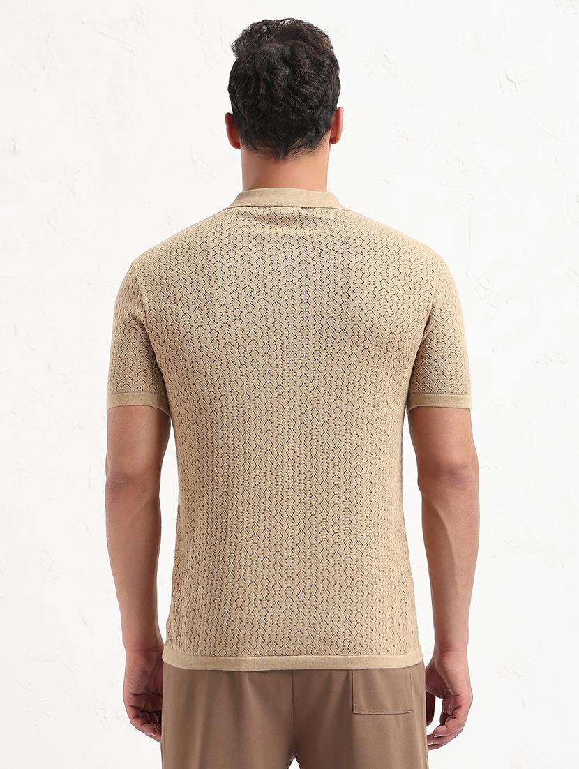men beige short sleeve solid slim fit polo t-shirt - 21843968 - Standard Image - 3